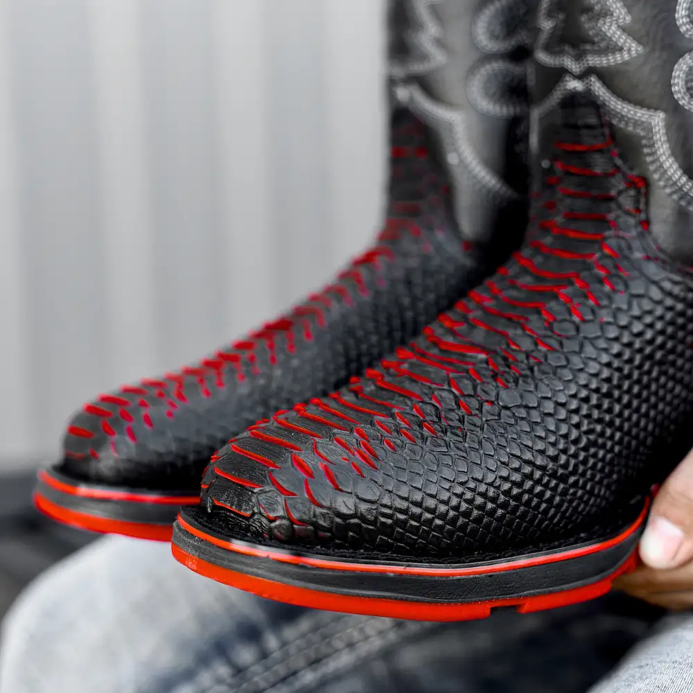 Black Cherry Python Leather Boots - Composite Toe