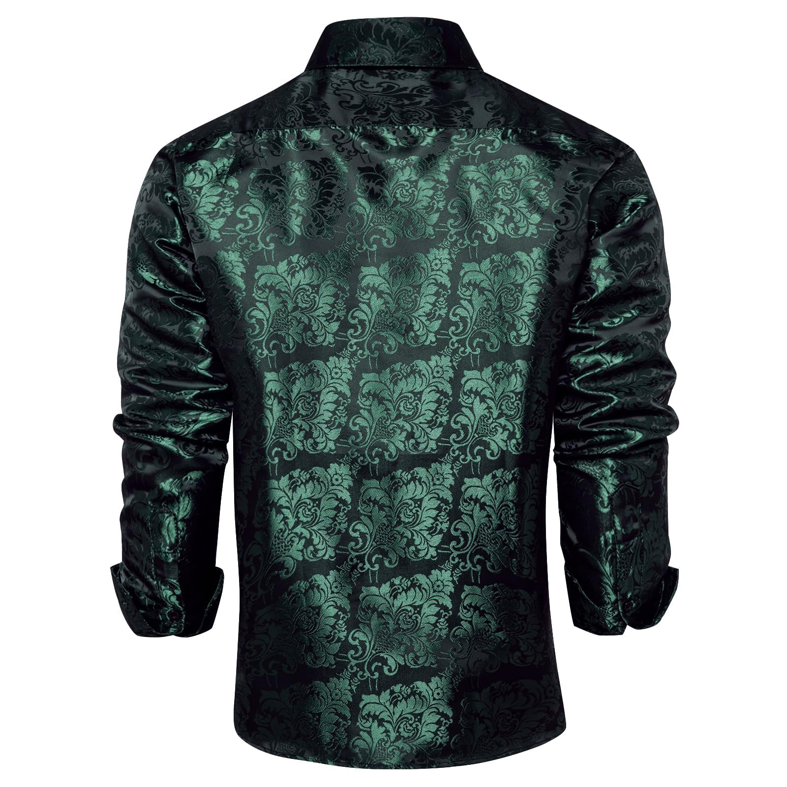Men's Paisley Dress Shirt Long Sleeve Wrinkle Free Button Down Cowboy Shirts - Black&green&paisley