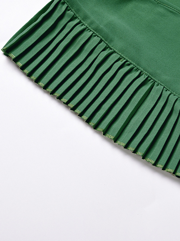 Floral Pleated Solid Color Split-Joint Tied Waist Loose Sleeveless V-Neck Maxi Dresses