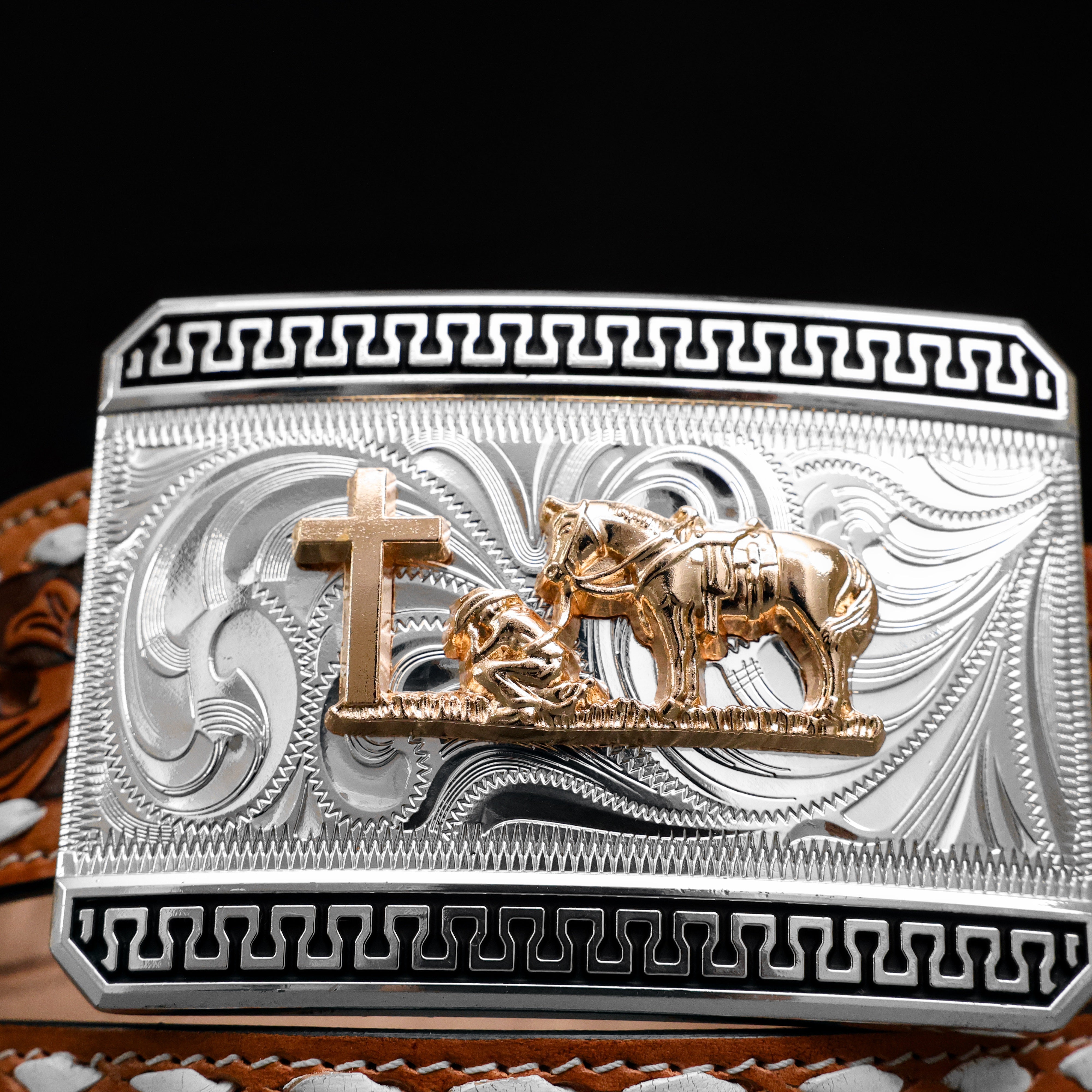 2 Inch Hand-Tooled Artesanal Beaded Leather Belt