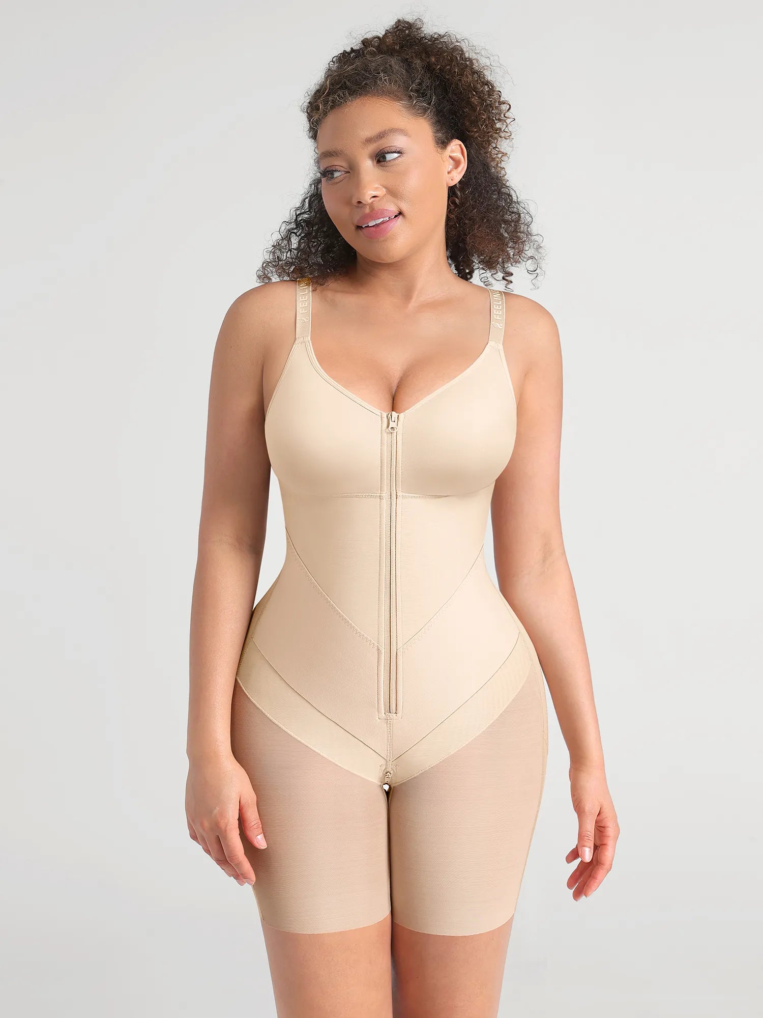 Feelingirl Full-Coverage Chest Faja Tummy Control Butt Lift Bodysuit