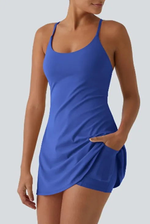 Plush Backless 2-in-1 Flare Active Dress -Plus Size Workout Edition