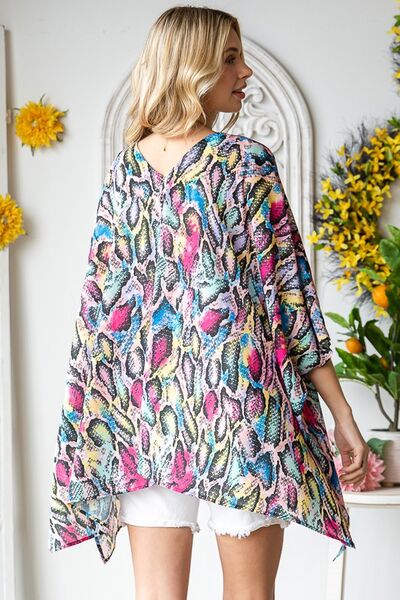 Full Size Multi Color Snake Open Cardigan
