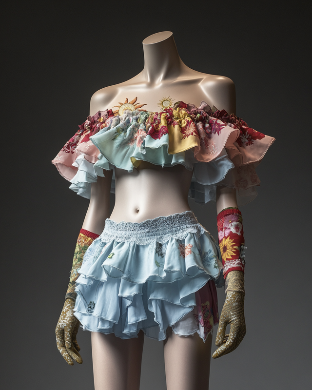 Sexy Elegant Ruffle Top + Skirt Two-Piece Swimsuit  0a4f