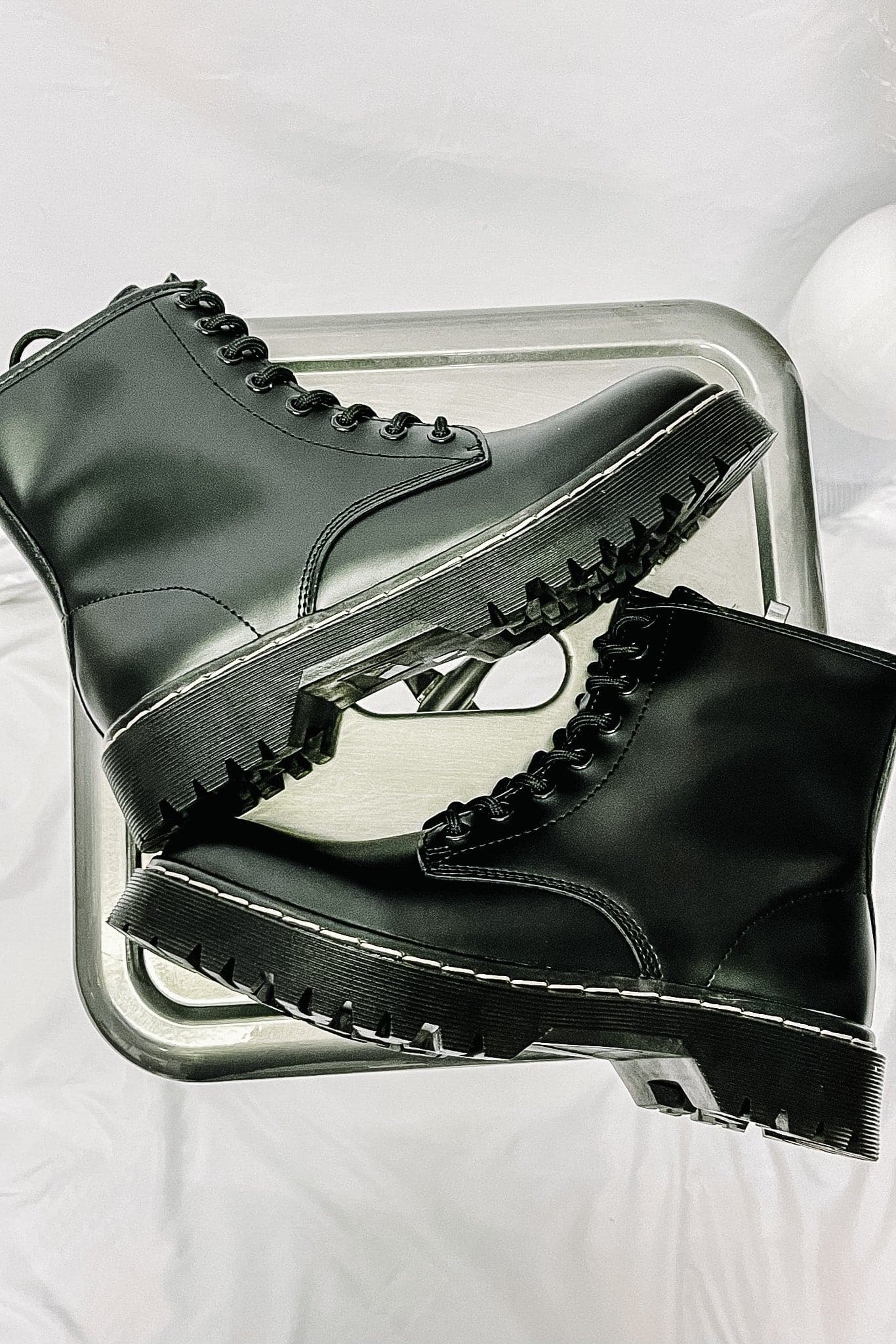 Faux Leather Combat Boots