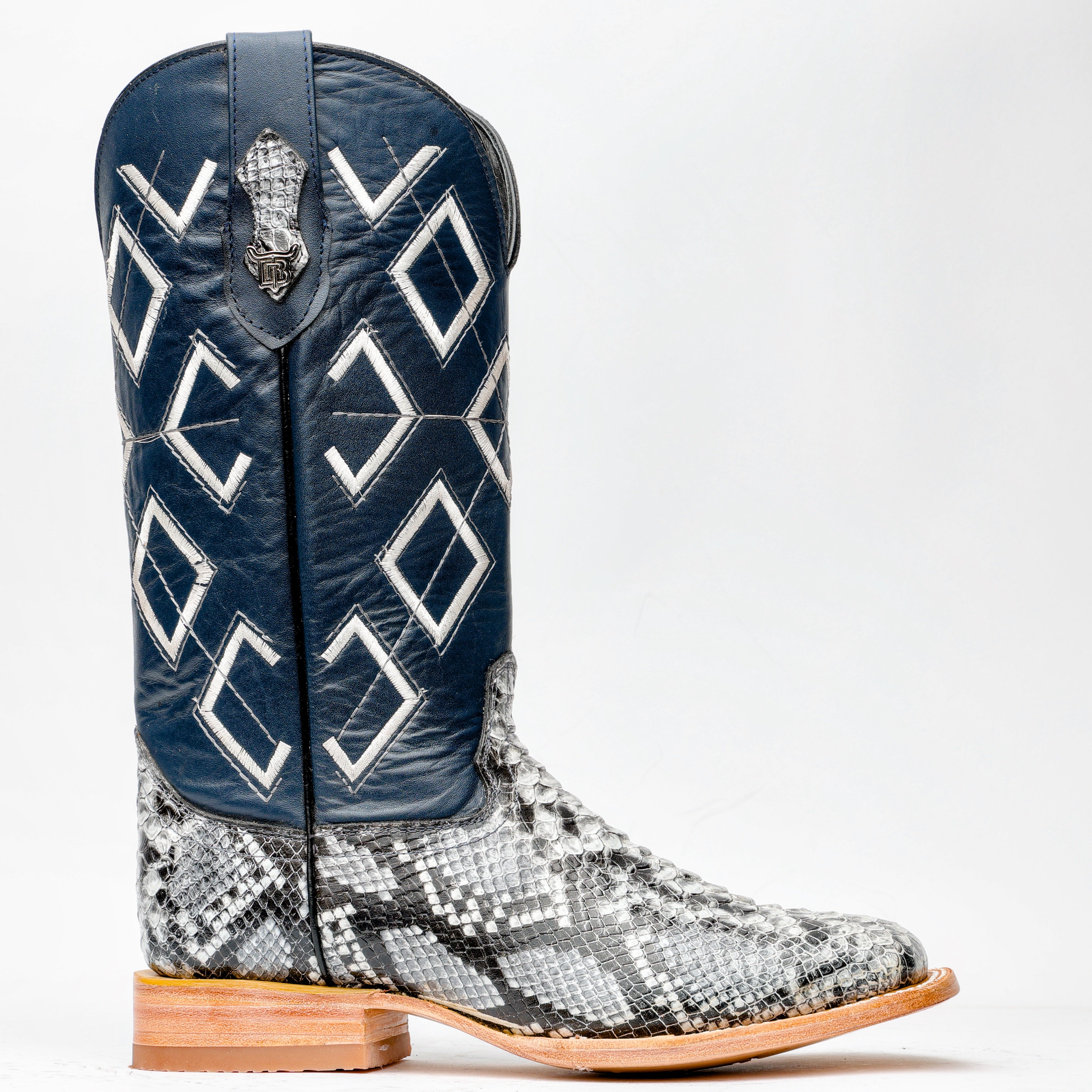Natural Python Leather Boots - Square Toe