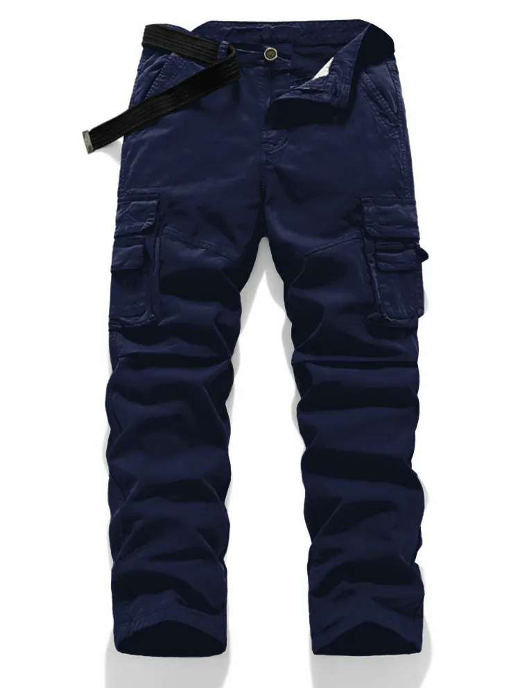 Men's Casual Straight-Leg Cargo Pants with Belt – Multi-Pocket, All-Season Comfort for Daily Streetwear