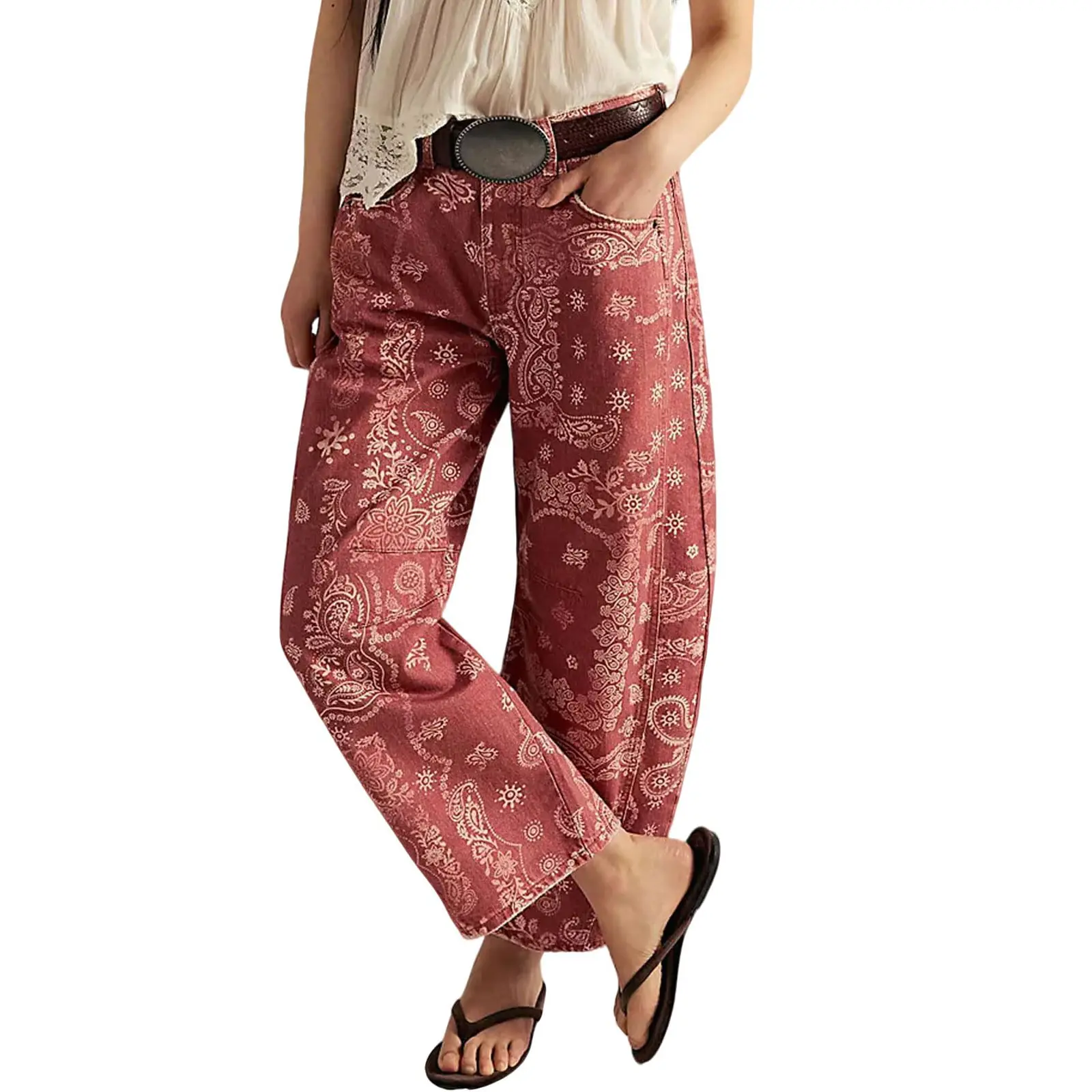 Women's Printed Wide-Leg Jeans