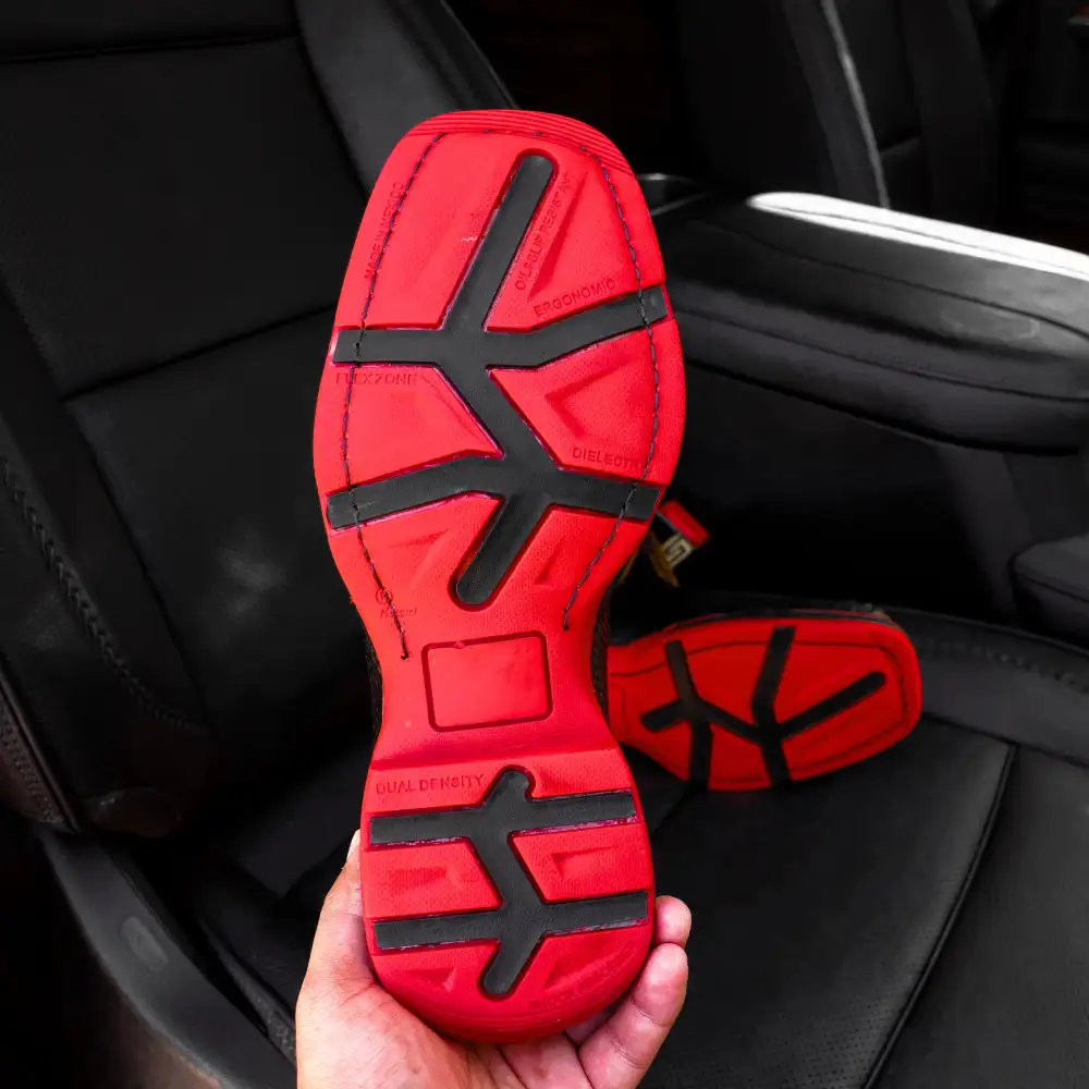 Black & Yellow Python Leather Botin With 3D Lightweight Soles - Square Toe