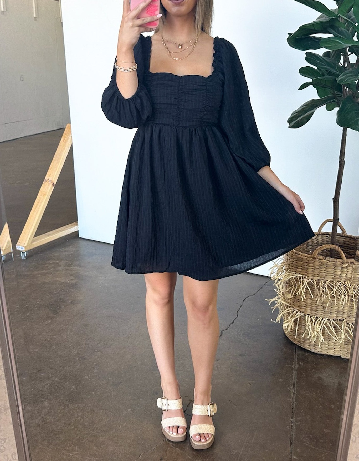 Easily Effortless Smocked Puff Sleeve Dress