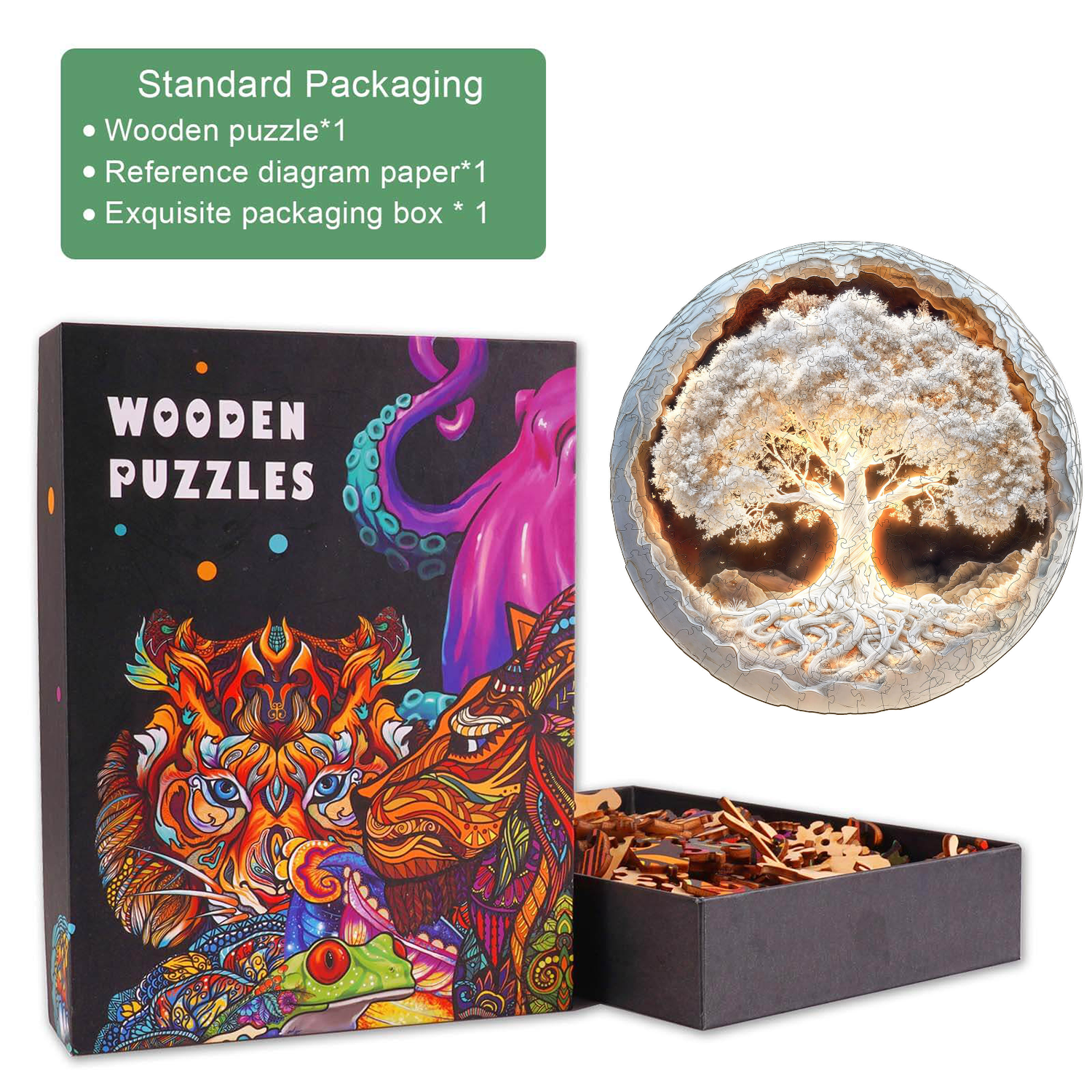 3D Glowing Tree of Life Wooden Jigsaw Puzzle