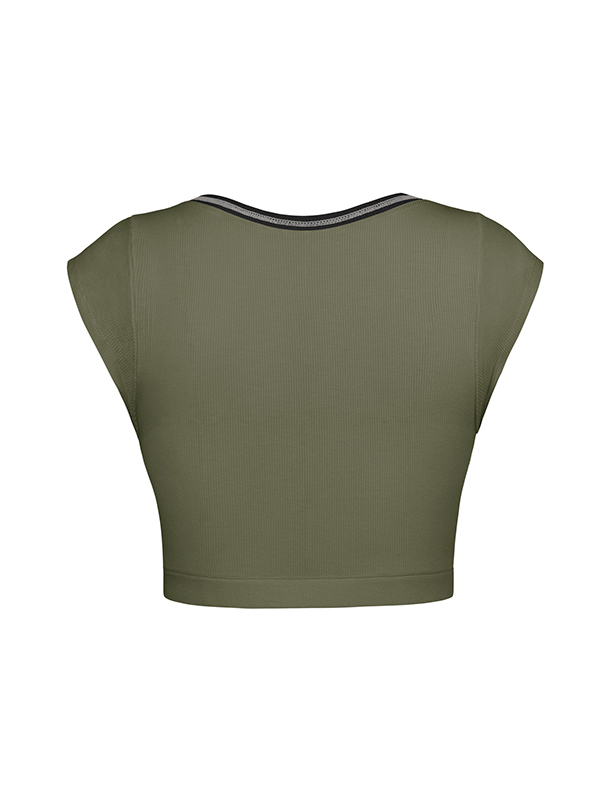 Split-Joint Cap Sleeve Skinny Deep V-Neck Vest Top