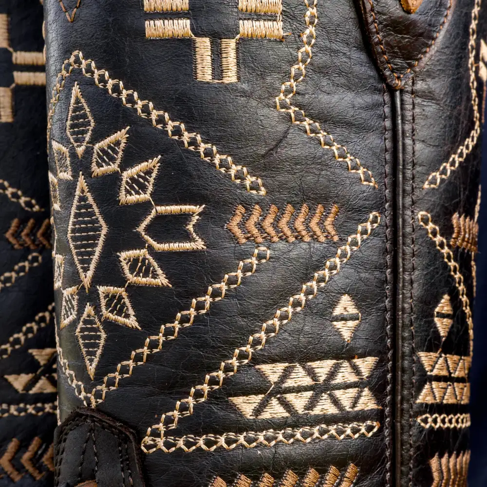 Brown Basketweave Leather Boots - Square Toe