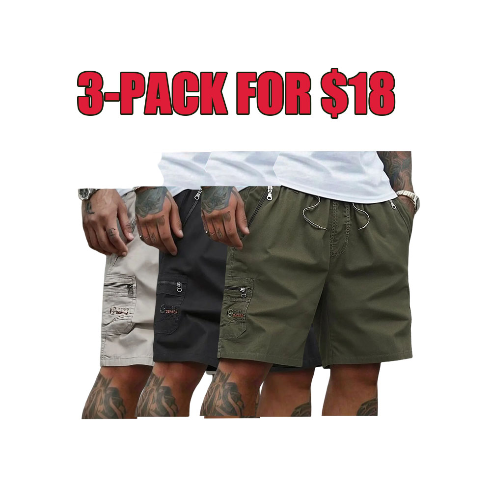 Men's 5-Pack Casual Cargo Shorts | Quick Dry Lightweight Summer Shorts with Zipper Pockets