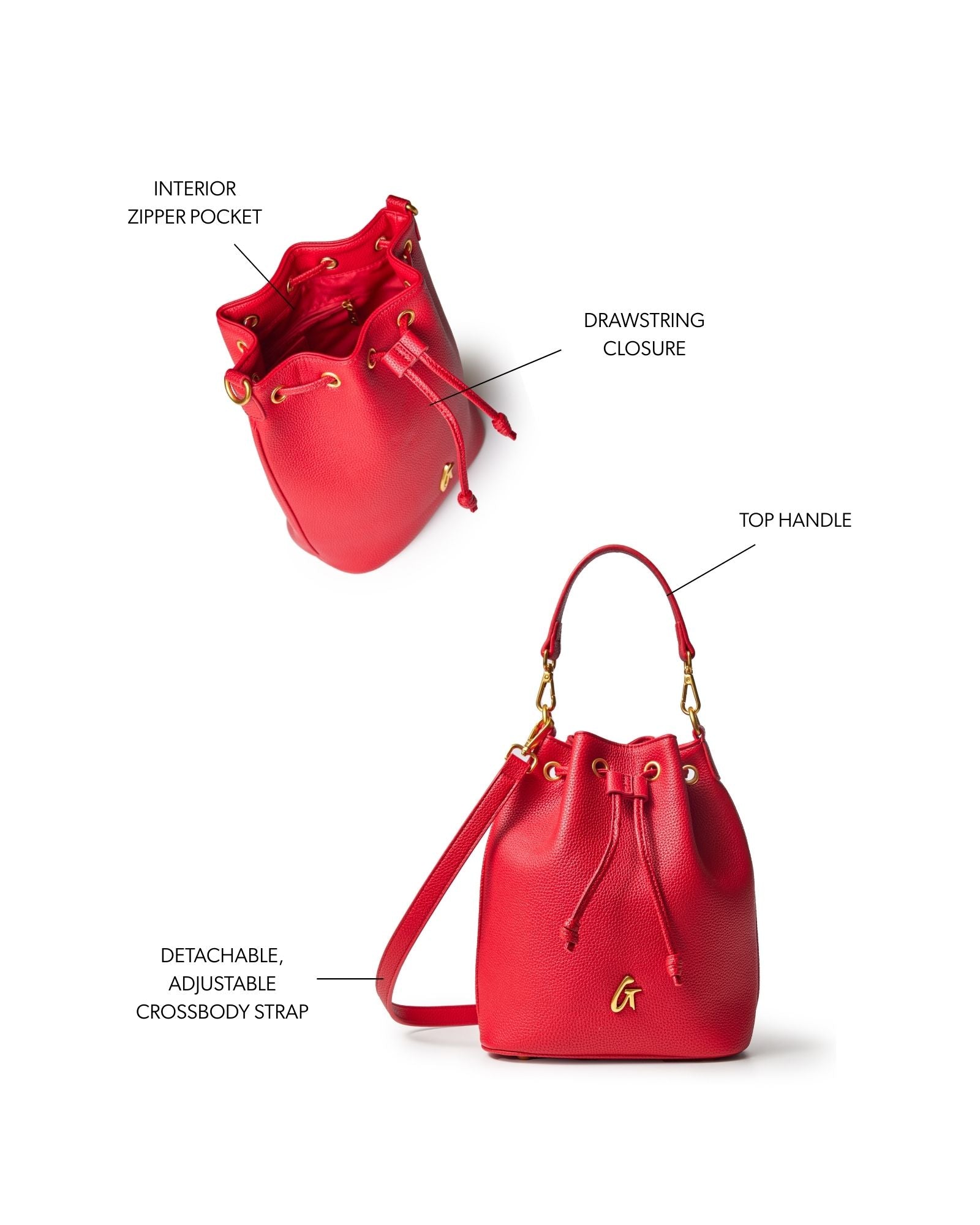 MEDIUM PEBBLE BUCKET BAG - RED