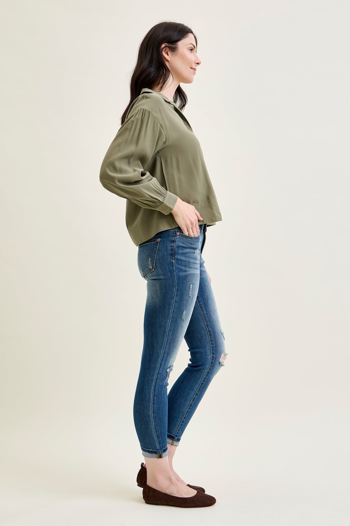 Angie Relaxed Fit Distressed Jeans