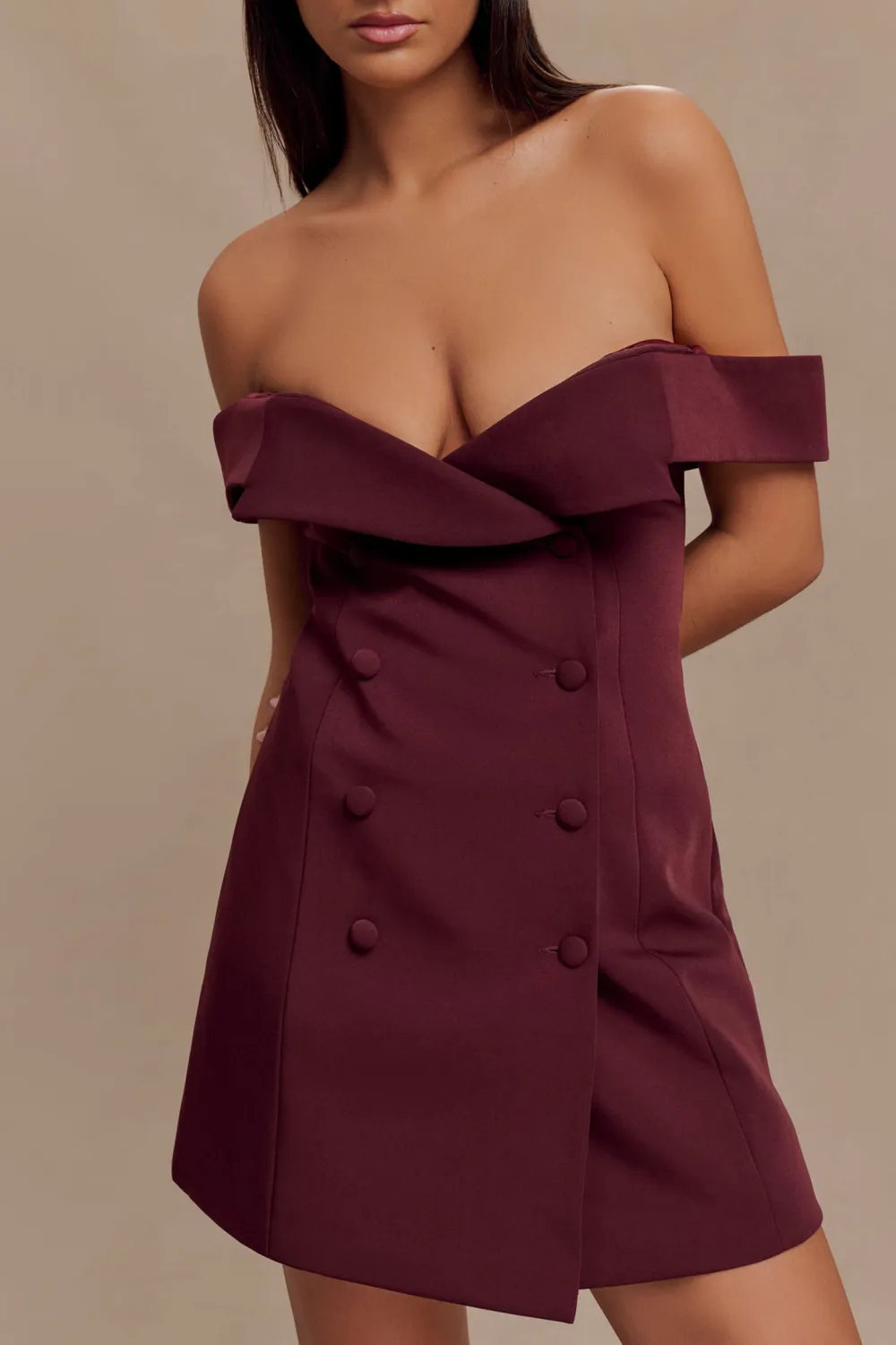 Off Shoulder Suiting Mini Dress