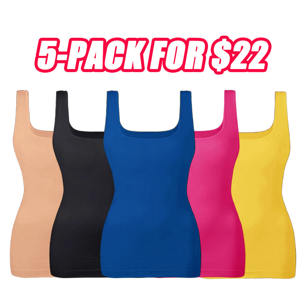 Women's Tummy Control Shapewear Tank Tops - Seamless Square Neck Compression Tops