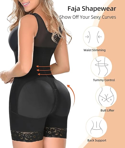 Women's High-Compression Tummy Control & Butt Lifter Full Body Shaper with Hook Closure