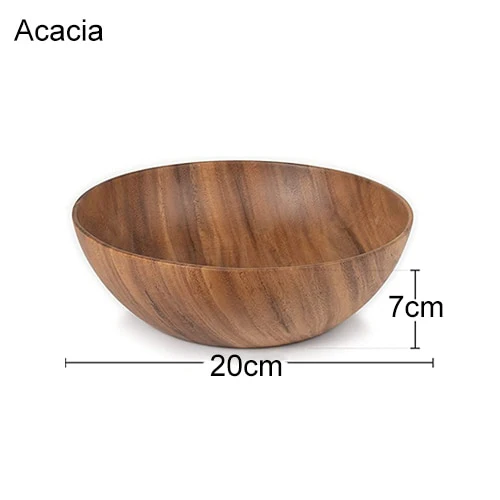 Wooden Salad Bowl, Solid Hardwood Salad Mixing Bowl Set, Wood Serving Bowl Spoon Fork for Fruits Vegetables Decoration