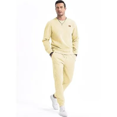 Men’s 2-Piece Sweatsuit – Jacquard Crewneck Sweatshirt & Joggers Set