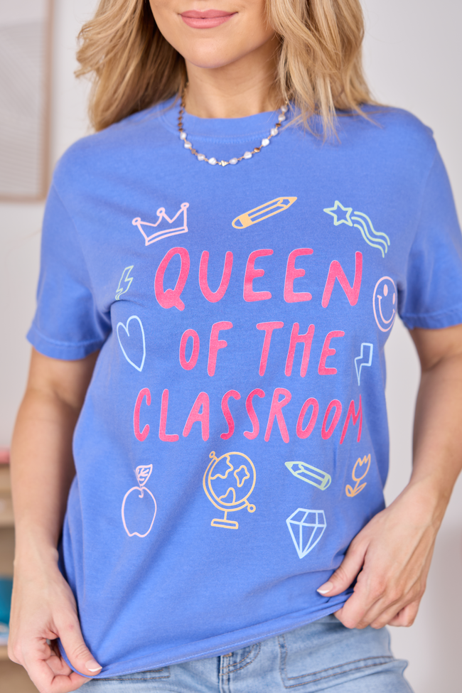 Queen Of The Classroom Blue Graphic Tee