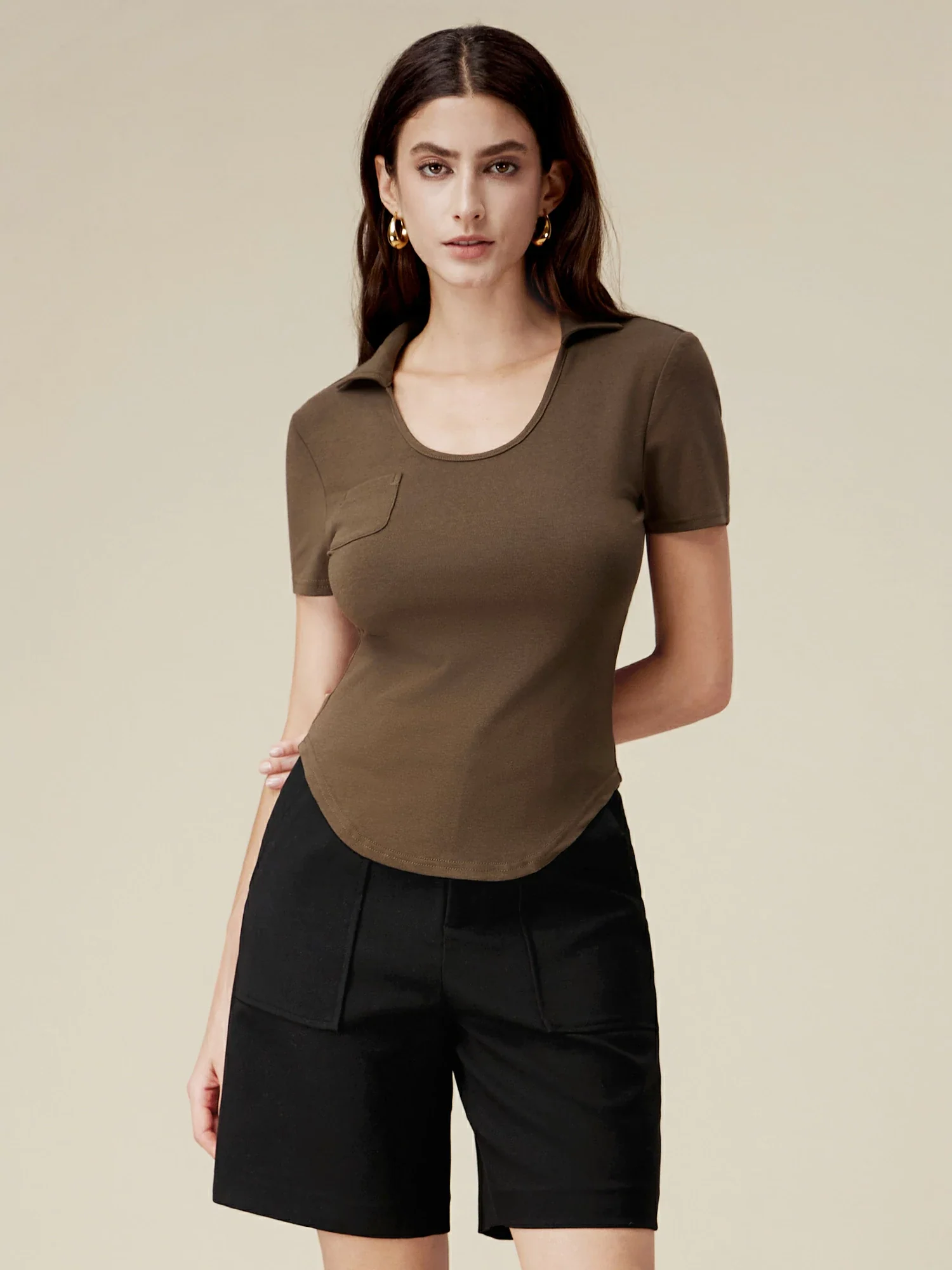 Cotton Slim Fit Rib Knit Top