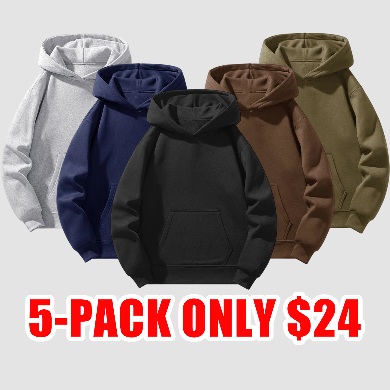 Men’s Essential Solid Color Hooded Sweatshirt – Casual Regular Fit