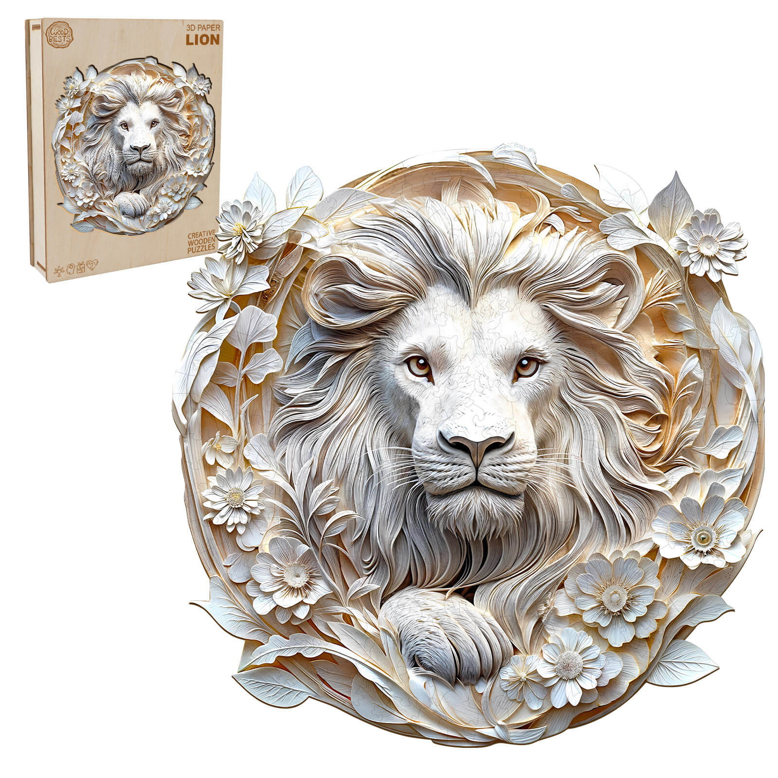Paper Lion Wooden Jigsaw Puzzle