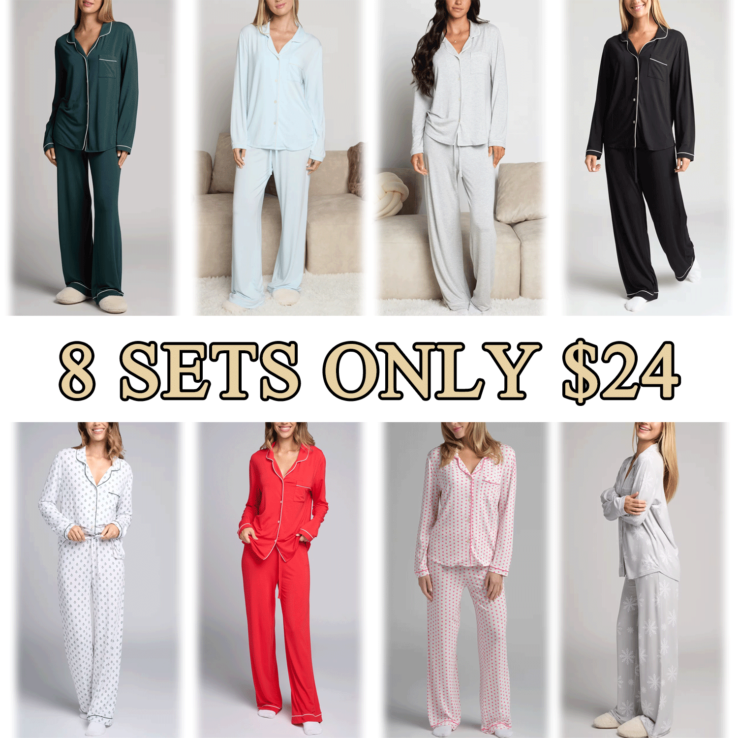 Women’s Soft Button-Up Pajama Set – Long Sleeve Lounge Top & Pants
