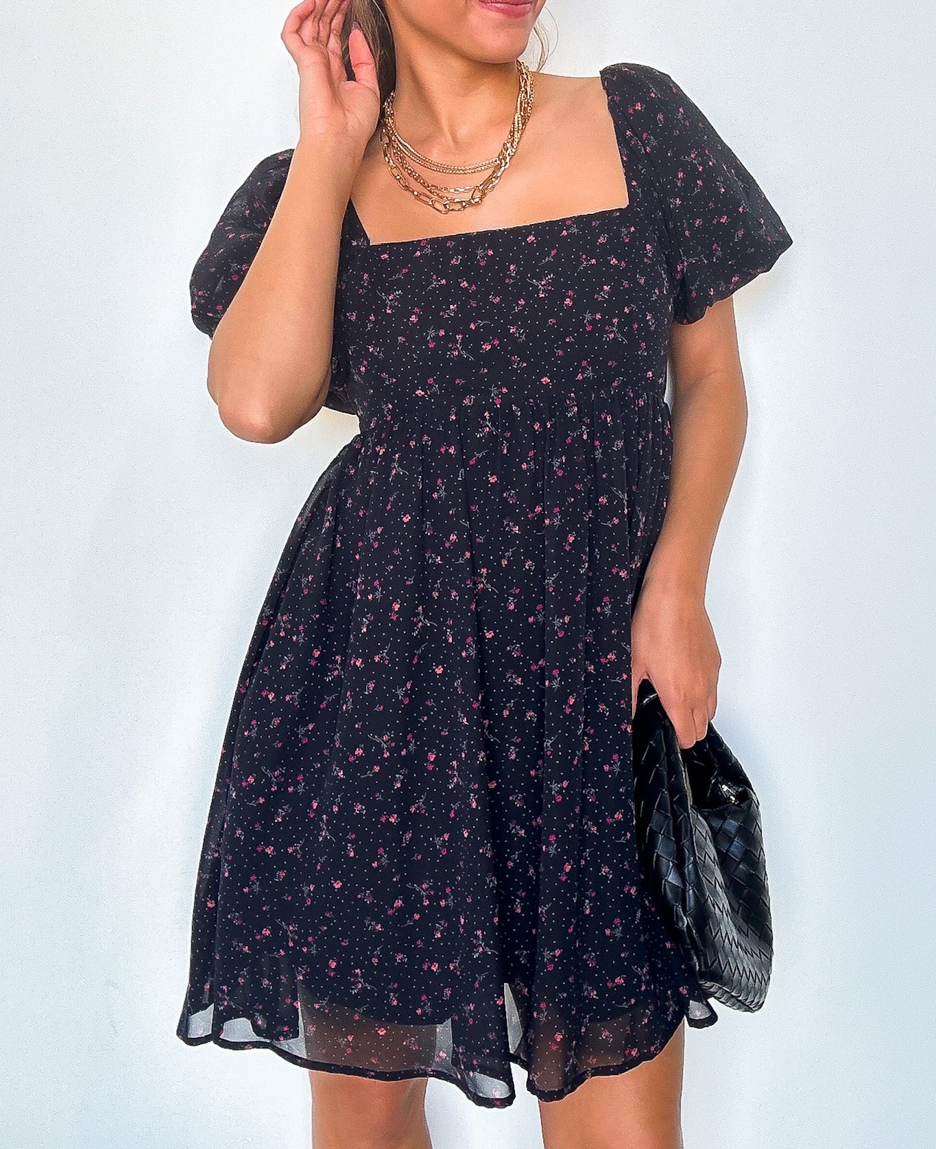 Deluxe Desire Square Neck Floral Dress