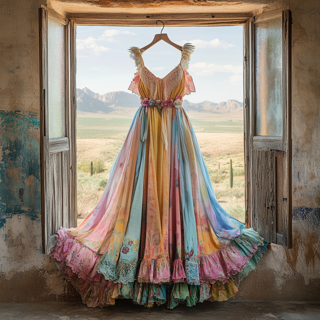 Windowsill Summer Romantic Lace Ruffle Dress b826