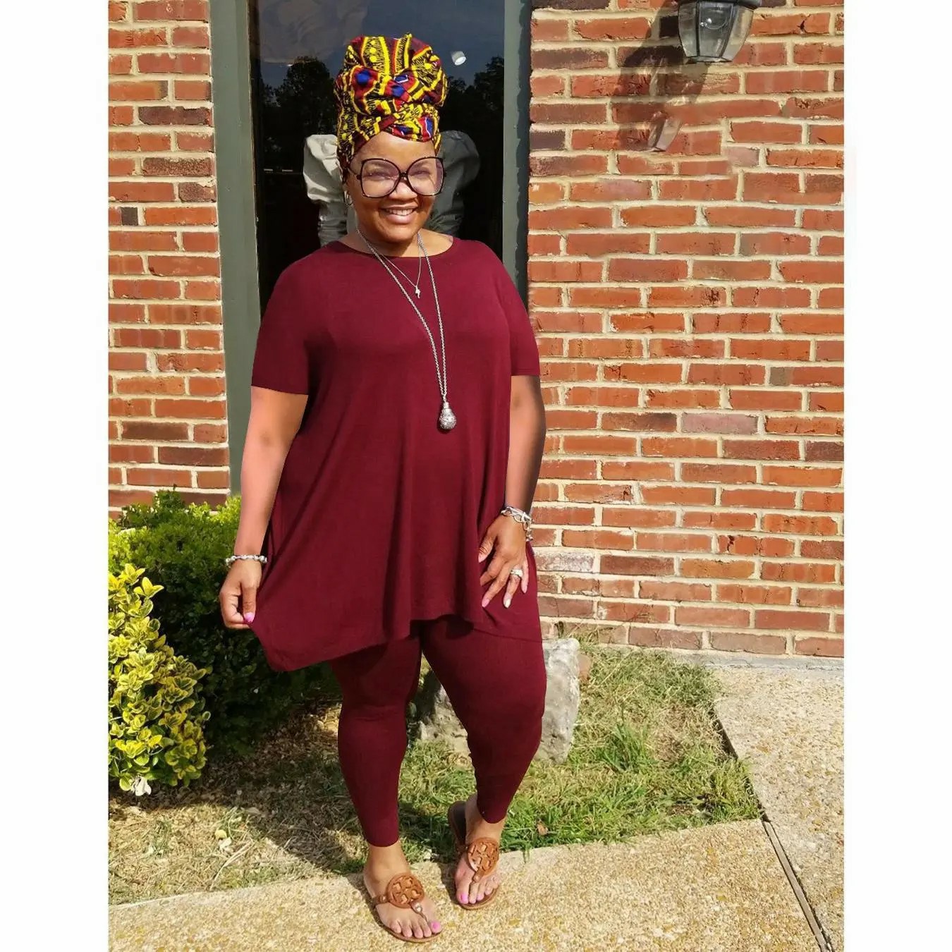 Women Plus Size 2 Piece Outfits Short Sleeve Top and Legging Pant Set Lounge Sets Tracksuit