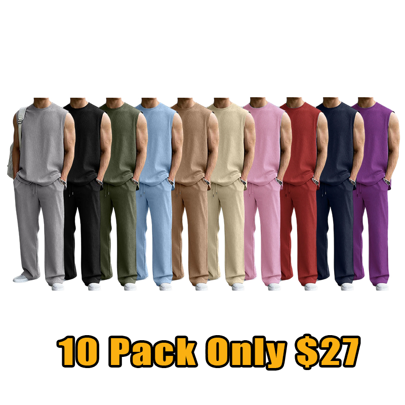 🧥 Men’s 2 Piece Rib Knit Sweatsuit — Casual Everyday Wear