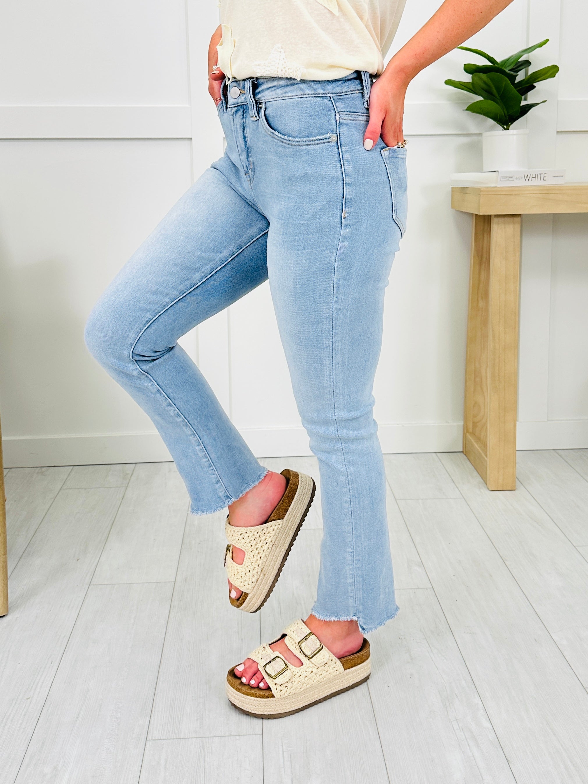 One Step Ahead Tummy Control Cropped Step Hem Jeans