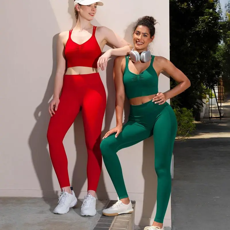 Seamless High-Waisted Yoga Pants & Seamless Cross-Back Sports Bra
