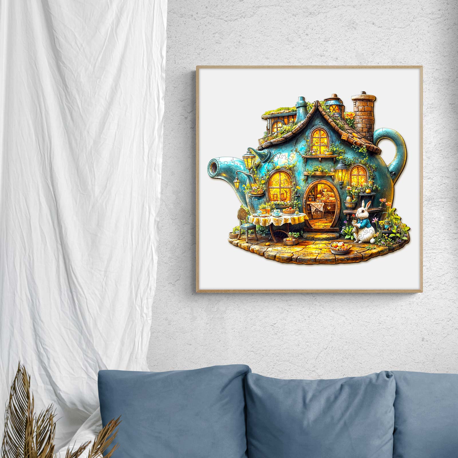 Rabbit's teapot Wooden Jigsaw Puzzle