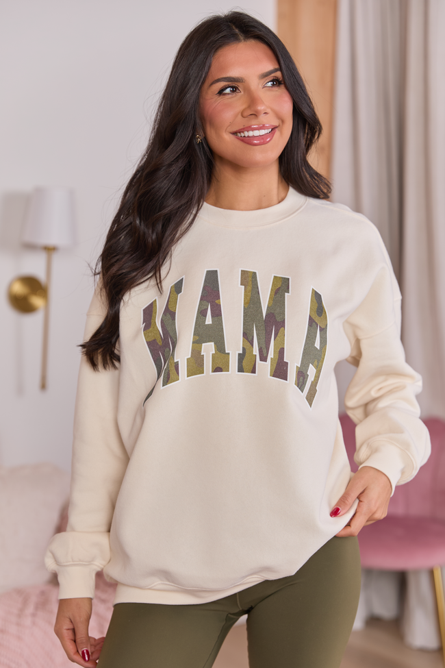 Mama Camo Cream Graphic Sweatshirt