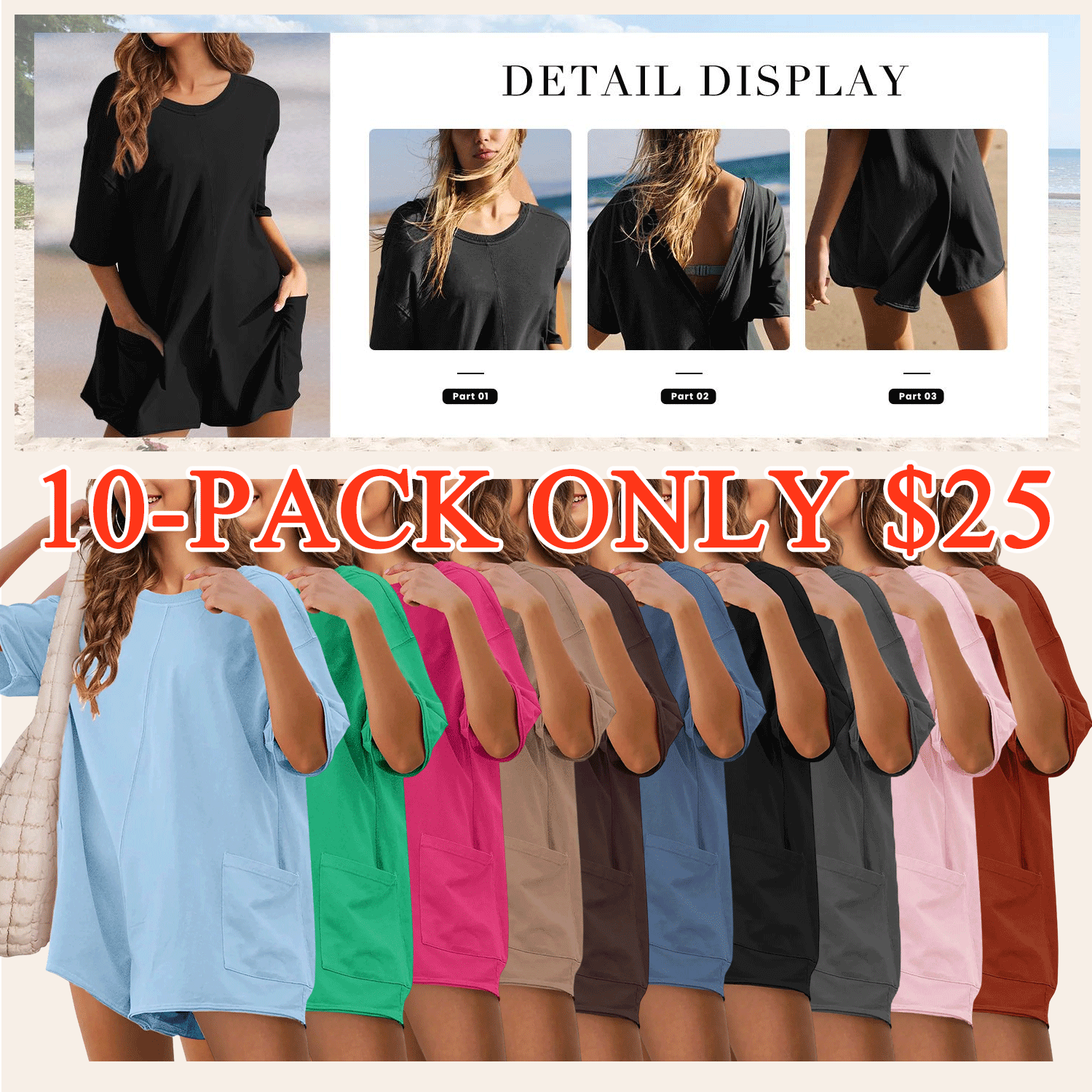 🔥Women's Oversized Casual Athletic Tee Romper