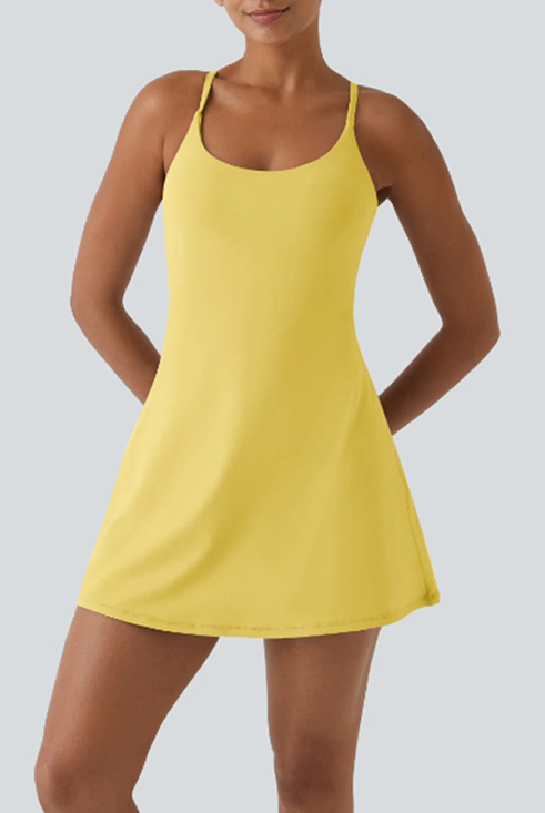 Plush Backless 2-in-1 Flare Active Dress -Plus Size Workout Edition