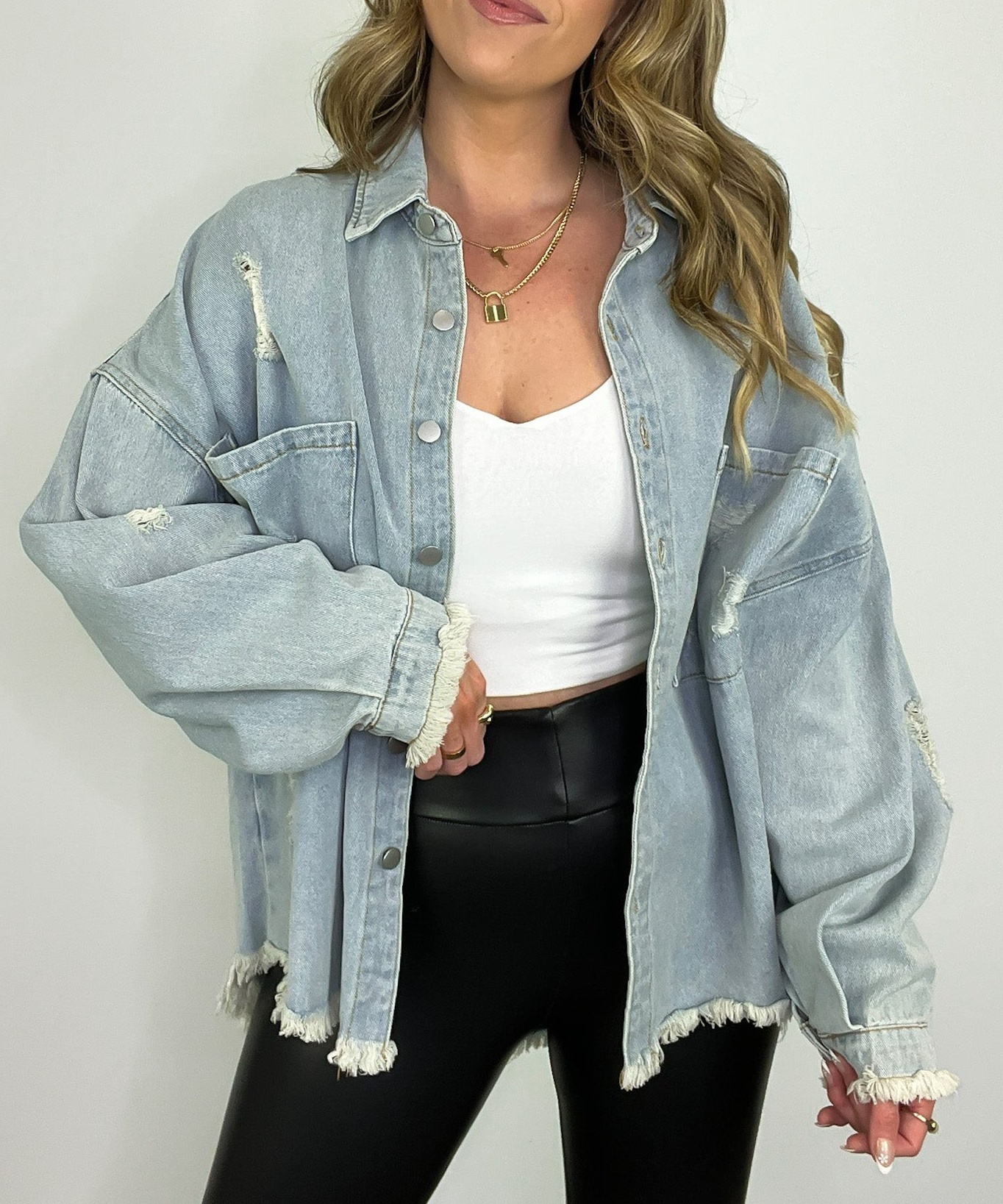 Oversized Distressed Denim Jacket