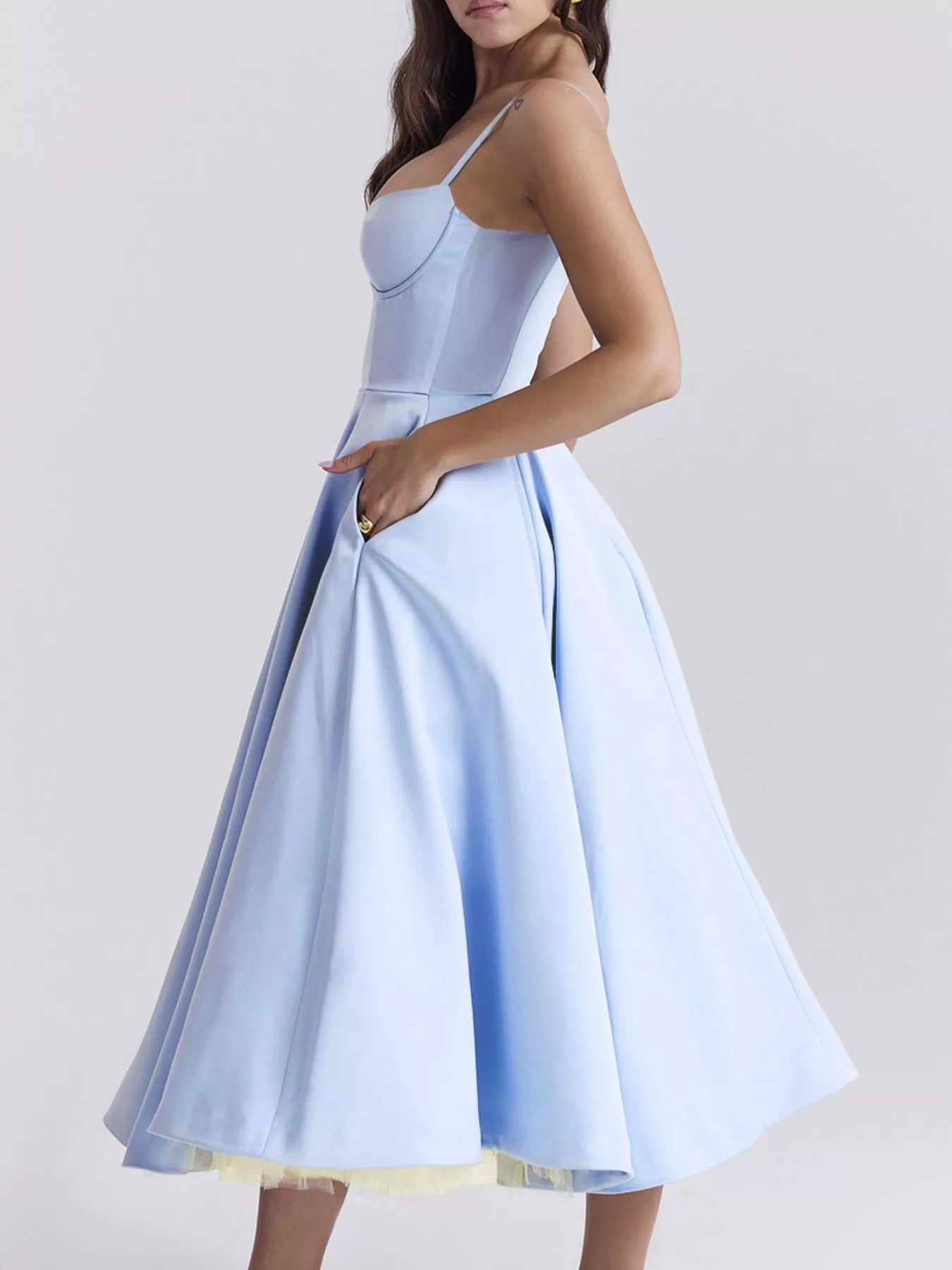 Sweetheart Neck A-Line Midi Dress