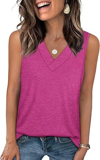 🎁✨Women's Sleeveless V-Neck Slimming Loose Fit Casual Tank Top T-Shirt