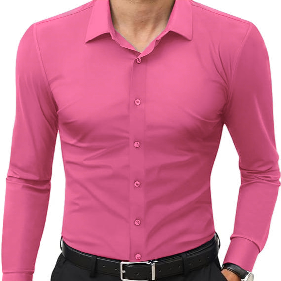 🔥10-Pack (one of each color)🔥Men’s Stretch Slim-Fit Long Sleeve Dress Shirt