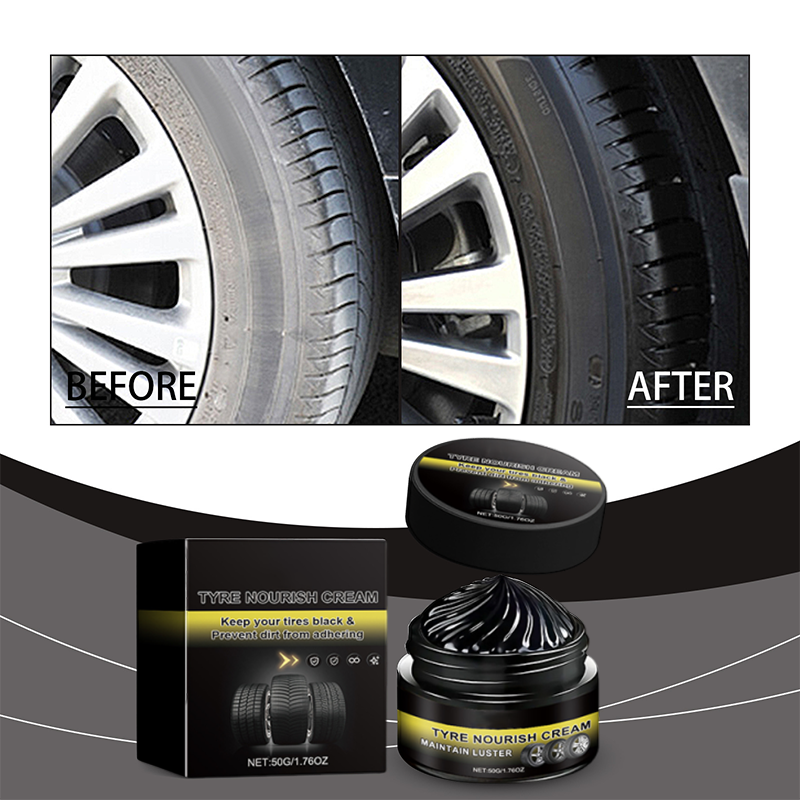 ✨ Tire wax – restores black gloss, blocks UV, repels dirt. Easy & quick!