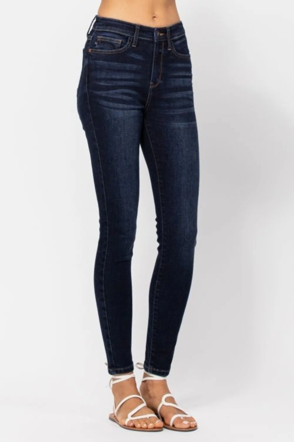 Blue Full Size High Waist Handsand Skinny Jeans
