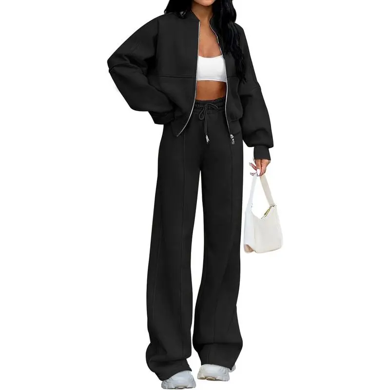 Women’s 2-Piece Set – Zip Up Jacket & Elastic Waist Pants