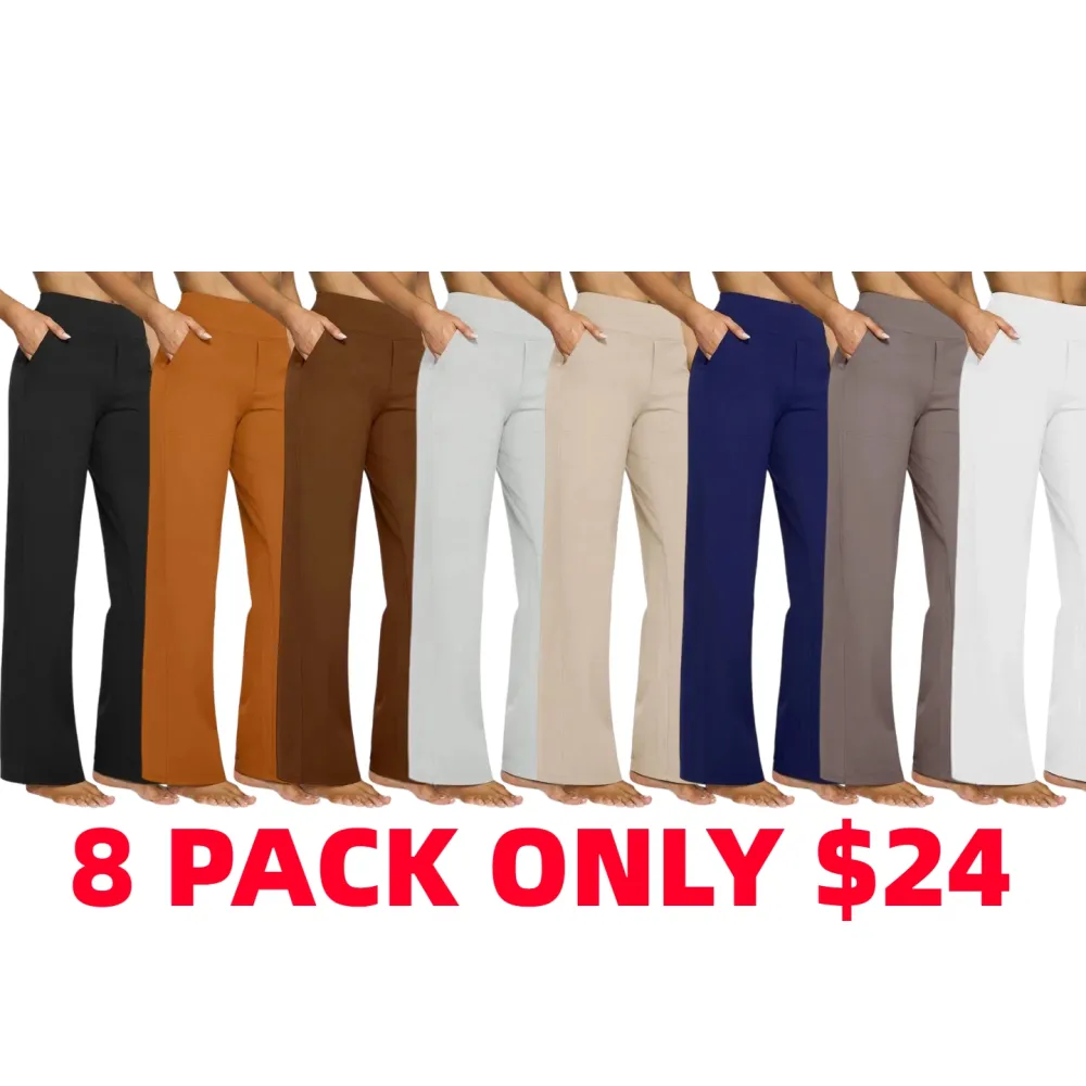 🔥8- PACK Women Loose High-Waist Business Casual Pants