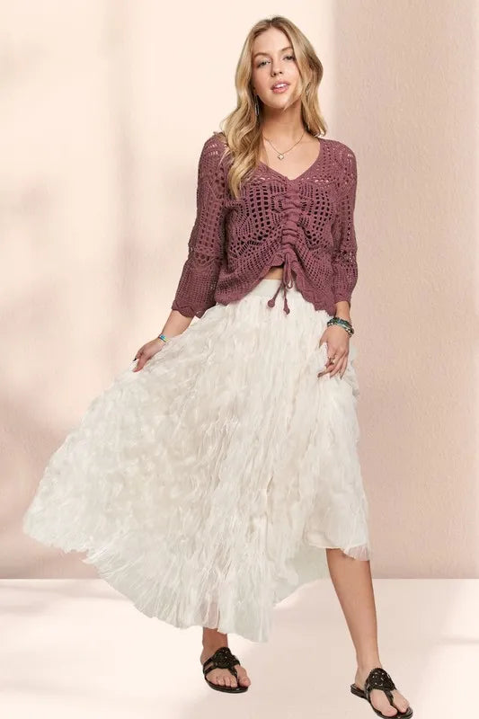 Elastic Waist Cloud Fluffy Maxi Skirt