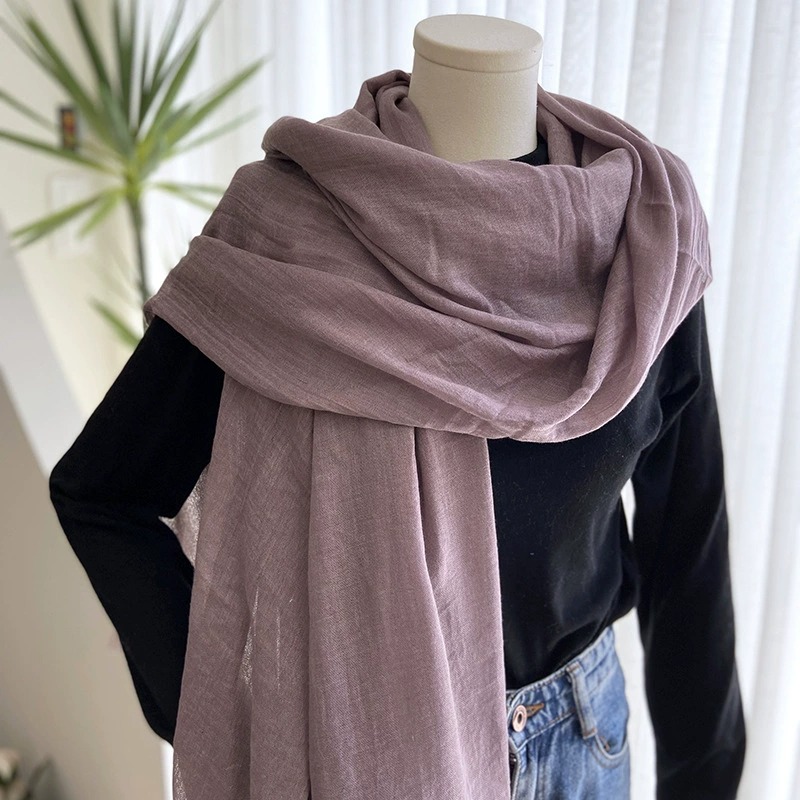 Cotton and Linen Solid Color Casual Scarf